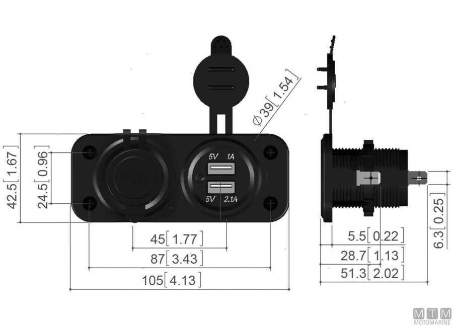 Pannello 12V+USB Socket